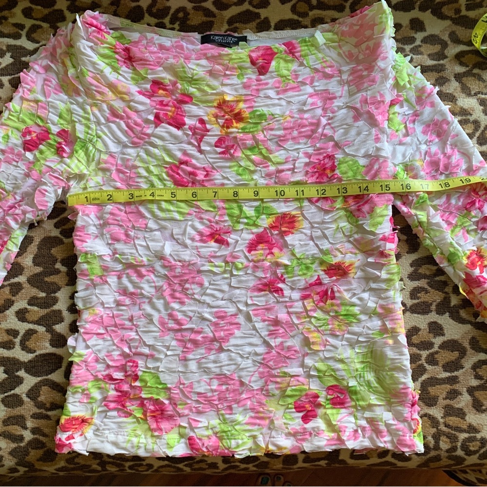 KAREN KANE Y2K textural spring blouse size XL vintage floral top - Picture 5 of 7
